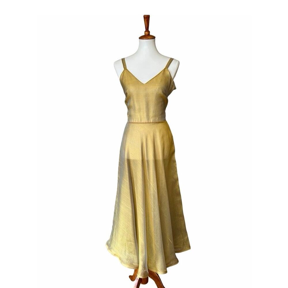 Vintage 50s Archival Metallic Tiered Slip Dress, Rare - Picture 9 of 13